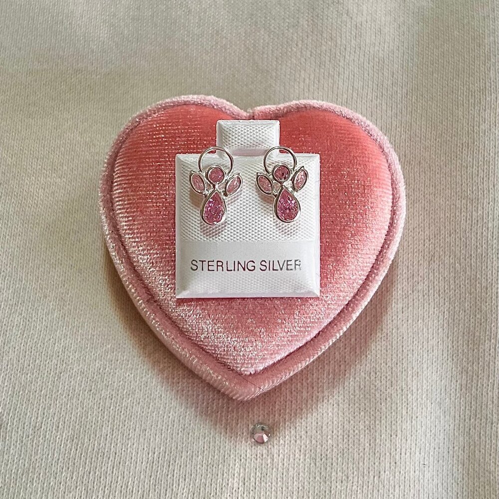 925 Sterling Silver Little Angel Shape CZ Stone Stud Screw Back Kid's Earrings